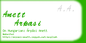 anett arpasi business card